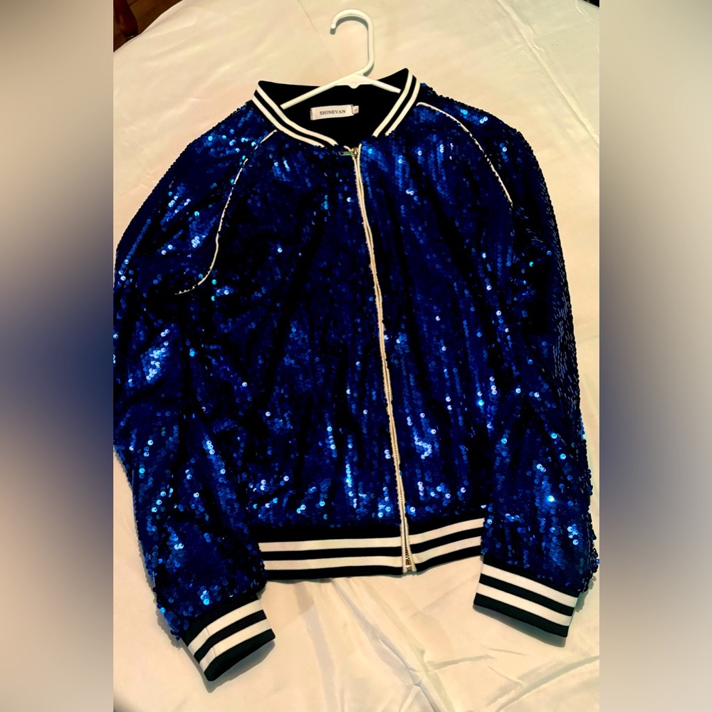 Blue sequin jacket - Picture 5 of 6